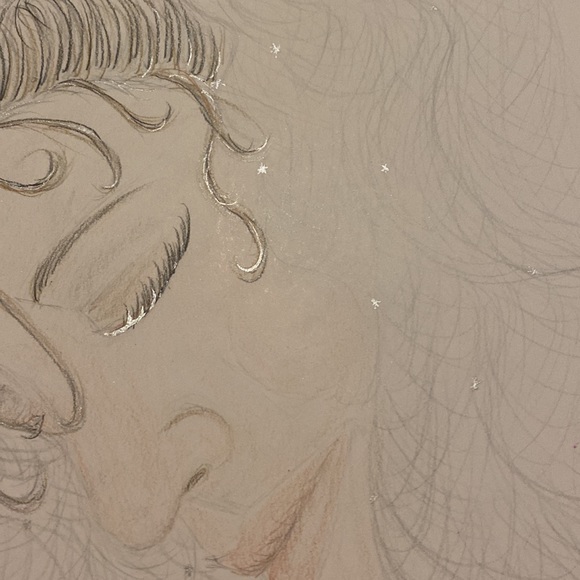 Unframed Original Art Portrait Drawing Beautiful Bride Wedding Day - Picture 5 of 5